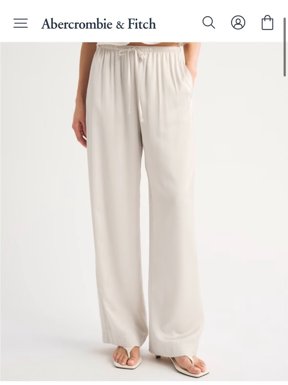 Abercrombie & Fitch Wide Leg Pants in Light Beige